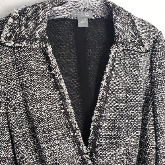 Ann Taylor Fine Italian Fabric Collared Belted Tweed Blazer Jacket - Picture 3 of 14